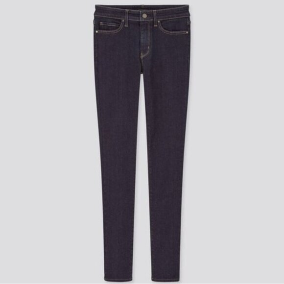 Uniqlo 5 pocket low rise cotton blend comfy stretch dark wash Skinny Jeans 26 - Picture 1 of 5